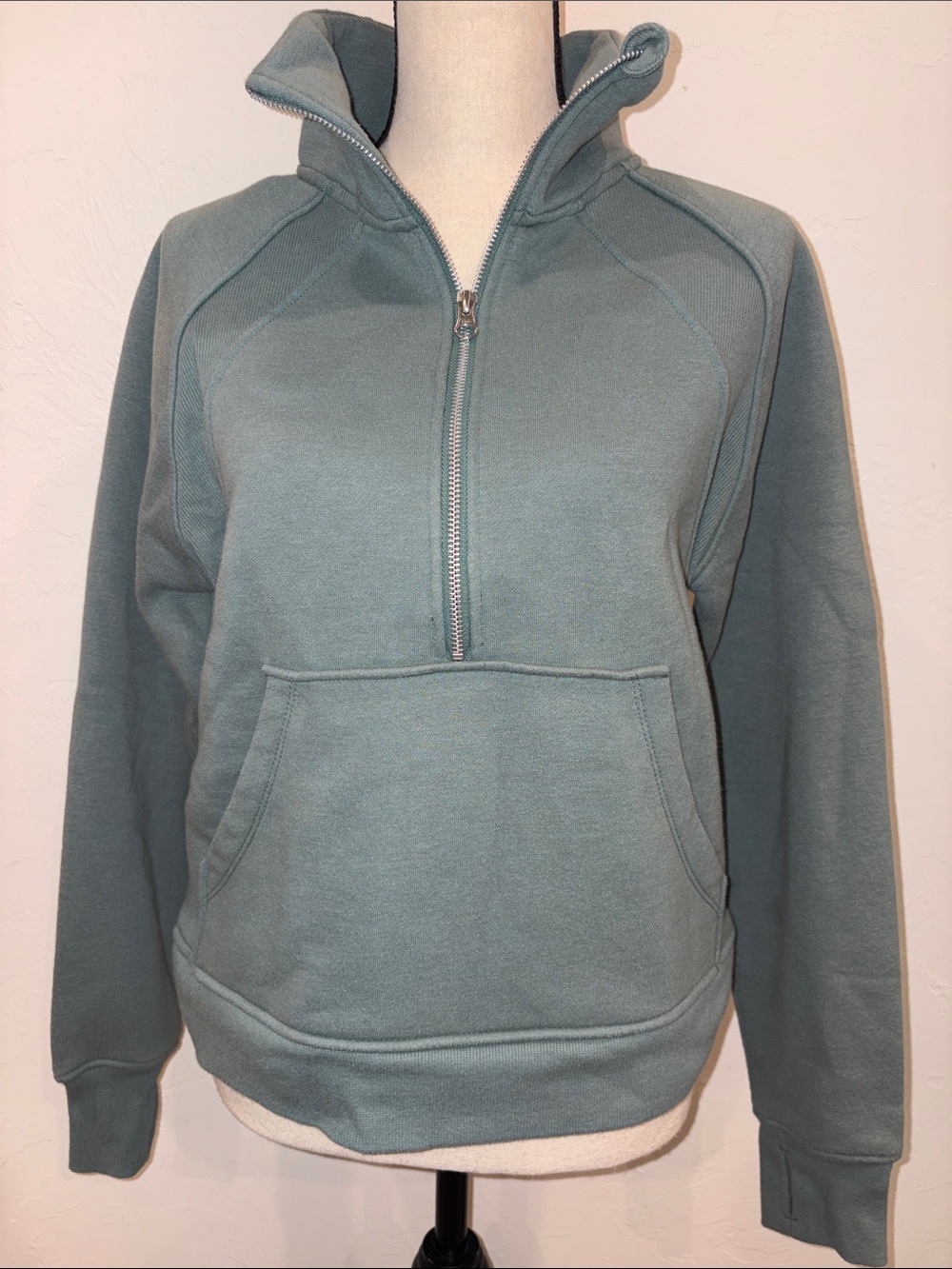 SHEIN Men's Zip-Up Half Pullover - Sage Green